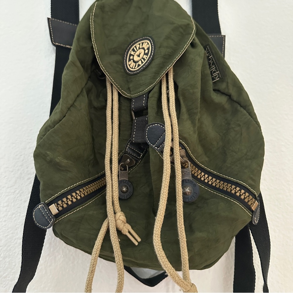 Kipling Army Green Drawstring Backpack - image 3